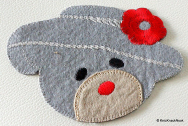 1 x Gray Bear Embroidered Applique Patch